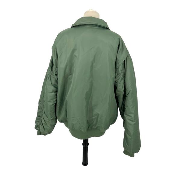 TopShop Reversible Bomber Jacket In Khaki Green Size Medium NWOT $136 MSRP - Picture 7 of 9